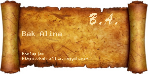 Bak Alina névjegykártya